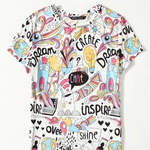 CASUAL T Shirt Short Sleeves Cartoon Graphic Size Large